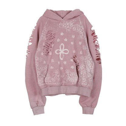 Surgery Paisley Destroyed Hoodie [Pink]