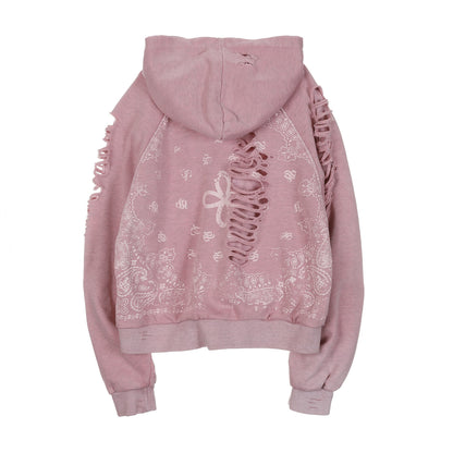 Surgery Paisley Destroyed Hoodie [Pink]