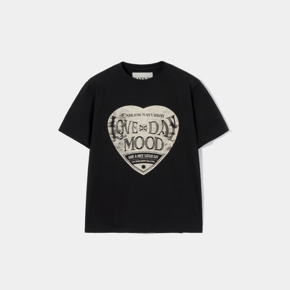 Satur Saturday Retro Mood Graphic T-Shirts [Vintage Black]