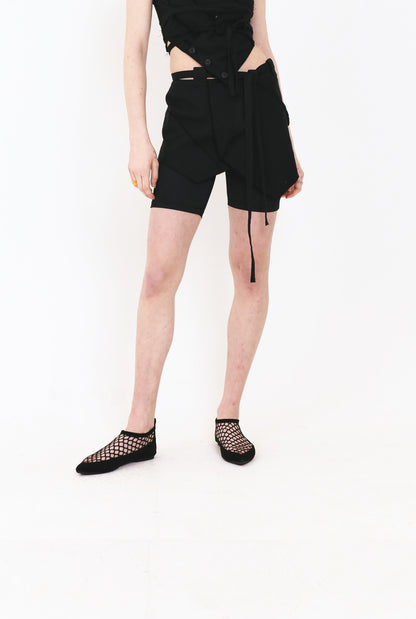 SETSETSET V Cutting Cotton Mini Skirt [Black]