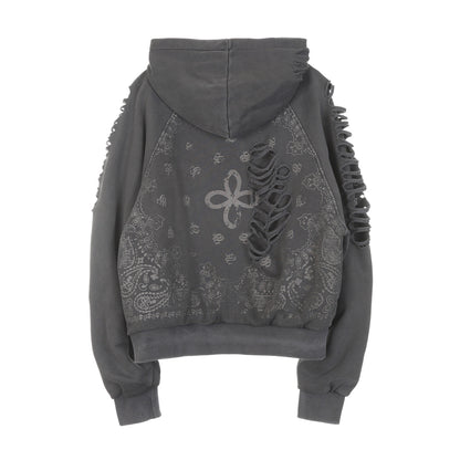 Surgery Paisley Destroyed Hoodie [Charcoal]