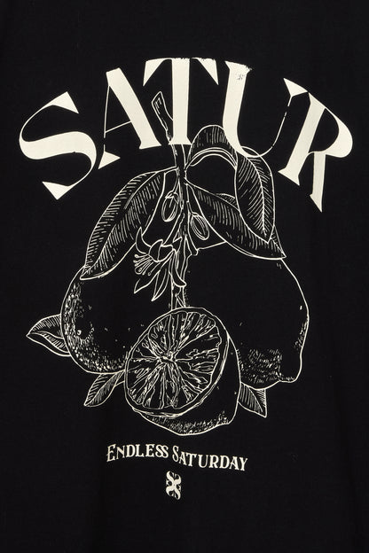 Satur Cafri Citron Drawing Summer Graphic T-Shirts [Black]